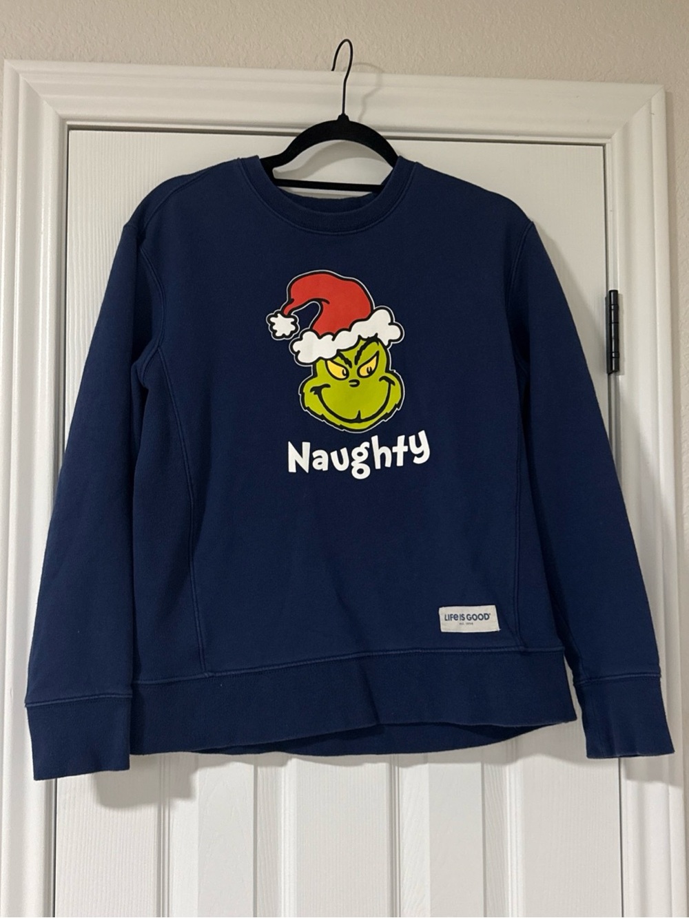 Life Is Good The Grinch "Naughty" Christmas Crewneck Sweater Women’s Medium